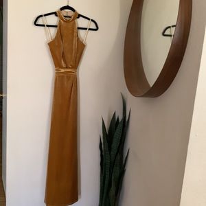 Revelry Tori Velvet Dress in Mustard
